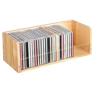 Wooden record storage <b>box</b>, desktop album playlist organizer, acrylic large capacity <b>CD</b> record rack - Product Image 3