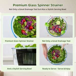 2025 Household Premium Multifunctional Bpa Free PS Plastic Manual Salad Spinner 4.5L Capacity Stainless Steel Blades for <b>Home</b> - Product Image 4