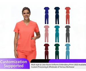 Tenue Médicale Personnalisée Extensible 4 Directions – Ensemble 2 Pièces Col V Femme & Homme avec Poches – Blouse et Pantalon Unisexe pour Hôpital – Style Infirmier Tendance - Product Image 1