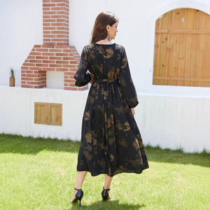 Vestido cruzado transfronterizo con cuello en V para mujer, tiro Real, elegante, cómodo, manga larga, Abaya, moda informal musulmana para el verano - Product Image 2