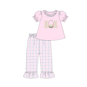 Set di Abbigliamento per Bambine con Stampa Coniglietto Pasquale, T-shirt e Leggings, Coordinato Sorella, Nuovi Completi per Bambini all'Ingrosso - Product Image 4