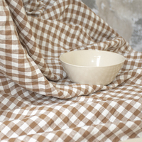 Nappe de table rectangulaire vintage personnalisée en lin français à carreaux gingham, en tissu de lin, vente en gros