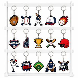 Porte-clés en caoutchouc certifié d'usine, style football, avec étiquette PVC gaufrée, logo 3D personnalisé, porte-clés en silicone PVC - Product Image 1
