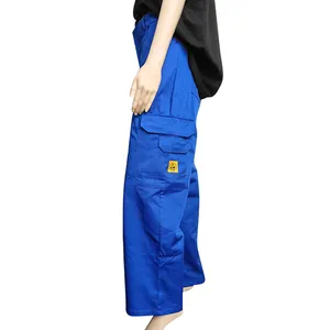 ALLESD pemasok bagus seragam Lab poliester biru pakaian kerja celana anti statis ESD garmen ruang pembersih