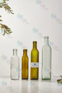 Wholesale Elegant Premium Quality Glass Olive Oil Bottle With Durable Metal Cap Food Container