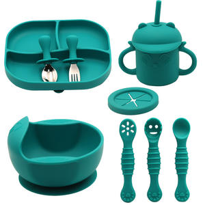 Juego de 9 Utensilios de Silicona Suave para Alimentación de Bebés, Incluye Cuchara y Tenedor, Apto para Bebés de 0 a 12 Meses, Grado Alimenticio - Product Image 1