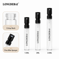 Viales de Perfume de Vidrio Transparente Recargables de Lujo Personalizados, Frascos de Muestra de 1ml, 1.5ml y 2ml con Caja de Regalo de Cartón