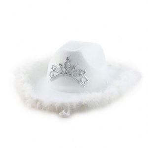 Chapeaux de cowgirl western pour femmes et filles, chapeau Fedora à bord roulé avec décorations de sequins, chapeau de cowgirl rose scintillant - Product Image 6
