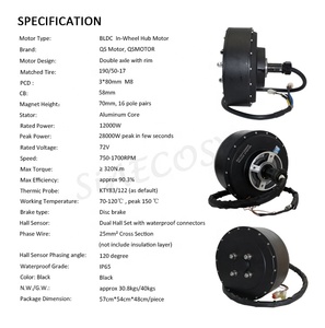 มอเตอร์ฮับแบบเพลาเดี่ยว QS273 V3 พร้อมคอนโทรลเลอร์ ND96850 130 กม./ชม. 12000 วัตต์ ใหม่ สำหรับรถยนต์และรถจักรยานยนต์ - Product Image 2
