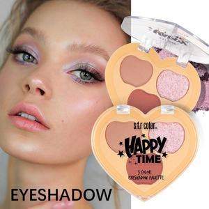 <span class=keywords><strong>Paleta</strong></span> de Sombras de Ojos Brillantes Mate en Forma de Corazón de 3 Colores de Alta Calidad, Maquillaje en Polvo 2 en 1 para Venta al por Mayor - Product Image 4