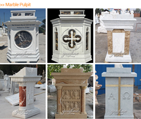 Pupitre d'église YouFine en marbre blanc sculpté à la main avec monogramme doré JHS, logo personnalisé, pupitre de prédication, lutrin, autel pour cathédrale