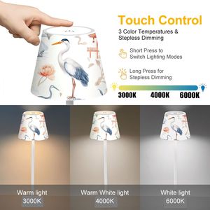 Rechargeable <b>LED</b> Cordless Table <b>Lamp</b> with Touch Control Personalized Night Light Metal Shade Bedside <b>Lamp</b> for Home or Office - Product Image 5