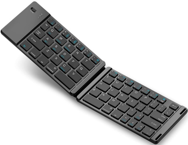 66-Key Rechargeable BT Keyboard Pocket-Size Mini Folding Double Foldable for Laptop Tablet PC Smartphone