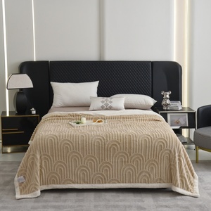Modern Boho Style Beige <b>Bed</b> Blanket 3D Textured Sherpa <b>Throw</b> 200x230cm Poland Warehouse Ready to Ship - Product Image 2