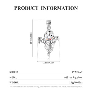 Colgante de calavera de calabaza para hombre y mujer, collar de <span class=keywords><strong>plata</strong></span> de ley 925 auténtica, joyas de fantasmas, regalos de Halloween - Product Image 5