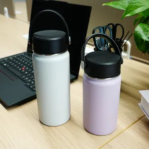 कॉफ़ी मग आउटडोर स्पोर्ट्स कस्टम स्टेनलेस स्टील वैक्यूम इंसुलेटेड पानी की बोतल हैंडल के साथ डबल वॉल ट्रैवल थर्मस कप