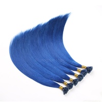 Ekstensi rambut ujung u warna biru kualitas baik pemasok Tiongkok keratin rambut manusia ujung i ekstensi rambut locs uv
