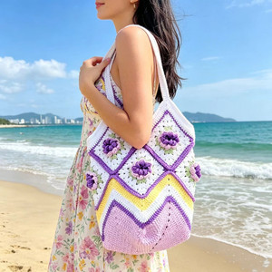Bolso <span class=keywords><strong>de</strong></span> <span class=keywords><strong>abuela</strong></span> 100% hecho a mano a crochet para mujer, creativo y dulce, con forma <span class=keywords><strong>de</strong></span> barril, forro <span class=keywords><strong>de</strong></span> lona, cierre magnético, grande - Product Image 1