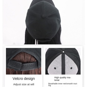 วิกผมทรงเบสบอลแบบชิ้นเดียวสำหรับ<span class=keywords><strong>ผู้หญิง</strong></span> <span class=keywords><strong>ผม</strong></span><span class=keywords><strong>ยาว</strong></span>หยิก สไตล์เกาหลี สีดำล้วน ปิดคลุมทั้งศีรษะ เหมาะสำหรับฤดูร้อน ฤดูใบไม้ร่วง ฤดูหนาว - Product Image 4