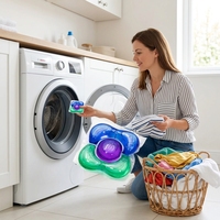 Deterjen Gel Pod Ramah Lingkungan Sekali Pakai Berkualitas Tinggi Aroma Bunga Anti-Bakteri Pembersih Mendalam Melembutkan Melindungi Pakaian