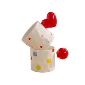Pintado a mano regalo del Día de <span class=keywords><strong>San</strong></span> Valentín creativo corazón rojo mango cerámica pareja taza de café <span class=keywords><strong>desayuno</strong></span> taza de leche - Product Image 1