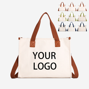 Borsa Shopping in Cotone Personalizzabile con Logo, Grande Capacità, Leggera, in Tela, Borsa da Spiaggia Resistente, Borsa a Mano Portatile da Donna - Product Image 1