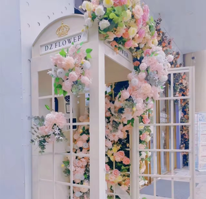Decoración <span class=keywords><strong>de</strong></span> Boda con Cabina Telefónica, Flores Artificiales Rosadas, Diseño Desmontable - Product Image 6