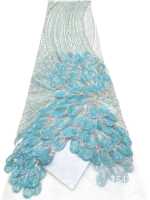 Tissu en dentelle à sequins brodés de fleurs jaunes de luxe, 5 yards, pour robe de mariée