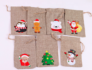 Bolsa de regalo de Navidad ecológica de alta calidad con logotipo y patrón personalizados, bolsa de almacenamiento de Navidad, saco de Papá Noel - Product Image 3