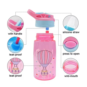 High Quality 480ml Eco Friendly Portable Plastic Kids Water <b>Bottle</b> with Flip <b>Straw</b> BPA Free Sippy Cups Kids Water <b>Bottle</b> - Product Image 2