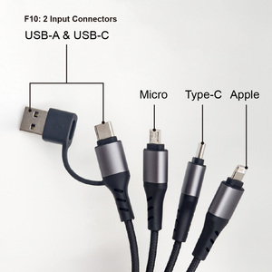 6 In 1 Keychain Charging Cable USB C Micro USB LED Light Up TPE Material Pure Copper Conductor - Product Image 3