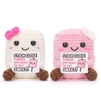 Marshmallows tricotés amusants, rose et blanc, peluche en forme de marshmallow, poupée au crochet faite à la main, cadeau positif pour les fêtes