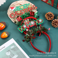 Serre-tête créatif Père Noël à paillettes et lettres, 15 cm, en tissu, pour enfants et adultes, décoration de fête festive, vente en gros