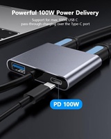 Hub USB 4 en 1, Doble HDTV 4k30hz, Carga PD 100W, Adaptador Convertidor Compatible, Estación de Acoplamiento Tipo-C para Laptop