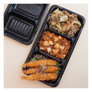 กล่องอาหารกลางวันแบบ 3 ช่อง [Ecotainer] ผลิตจากโฟม PP เป็นมิตรกับสิ่งแวดล้อม ทนความร้อน ใช้กับไมโครเวฟได้ ผลิตจากแผ่น PP - Product Image 2