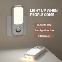 Veilleuse moderne minimaliste à détection humaine, alimentée par batterie, design de charge à brancher, en plastique, pour chambre à coucher