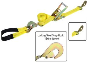 Nhà Máy Bán buôn 2 "x 8 'kéo dây đai tự động Tie Ratchet double-j móc cả hai đầu 2000 lbs wll Polyester Chất liệu Giao thông vận tải - Product Image 2