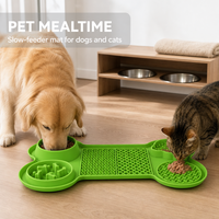 Tapis de Mangeoire Lente pour Chien en Silicone, Tapis à Lécher avec Ventouse Anti-Étouffement pour Alimentation Lente et Entraînement à Lécher, Vente en Gros