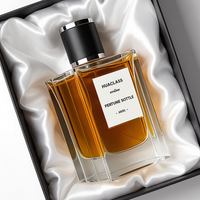 Vaporisateur de parfum à sertir personnalisé OEM Flacon en verre de 50ml Flacon de parfum vide rectangulaire transparent de 100ml avec couvercle en cuir