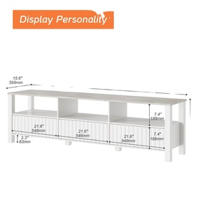 Soporte de TV <span class=keywords><strong>para</strong></span> soportes de TV de 75 pulgadas con luces LED, consola de medios, gabinete de centro de entretenimiento, mesa de televisión con 6 Estantes abiertos - Product Image 2