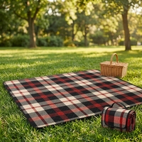 Tapis de pique-nique imperméable pour l'extérieur, en polyester à carreaux Buffalo, pliable et portable pour le camping, la plage, le parc