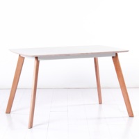 Table de salle à manger moderne en bois massif blanc et MDF pour 4 personnes, prix d'usine en gros pour la maison et la restauration