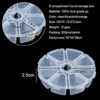 8 compartiments en plastique transparent rond artisanat gemme perles affichage mallette de rangement boîte organisateur conteneur diviseur boîte à bijoux boîte à coudre