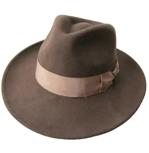 Chapéus de lã marrom de feltro australiano, chapéus de fedora para homens, 100%