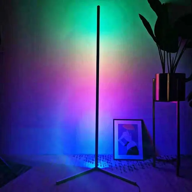 Drop Shipping Modern Aluminum minimalist RGB floor lamp Nordic living room bedroom turn rgb corner lamp LED standing light