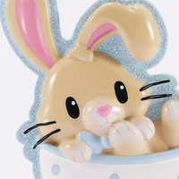Ornement de Noël en résine en forme de tasse de thé avec lapin mignon, à pois, nœud papillon pastel, découpé, à suspendre à la fenêtre, pour chambre d'enfant, cadeau douillet, haute qualité