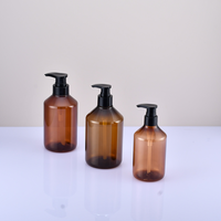 Vente directe d'usine, flacon cosmétique brun de 300 ml en verre ambré avec pompe, flacon transparent pour shampoing