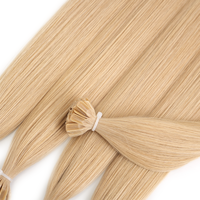 Extensiones de Cabello con Queratina de Doble Trama, Color Rubio, Extensiones de Cabello Pre-Adheridas con Pegamento, 100% Cabello Humano con Punta en U para Mujer