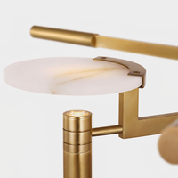 Lustre moderne en albâtre naturel, design disque flottant, suspension LED de luxe en laiton pour salle à manger, îlot de cuisine, hôtel, villa