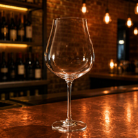 Petit verre à vin rouge en cristal de Bourgogne à long pied pour hôtel et événements
